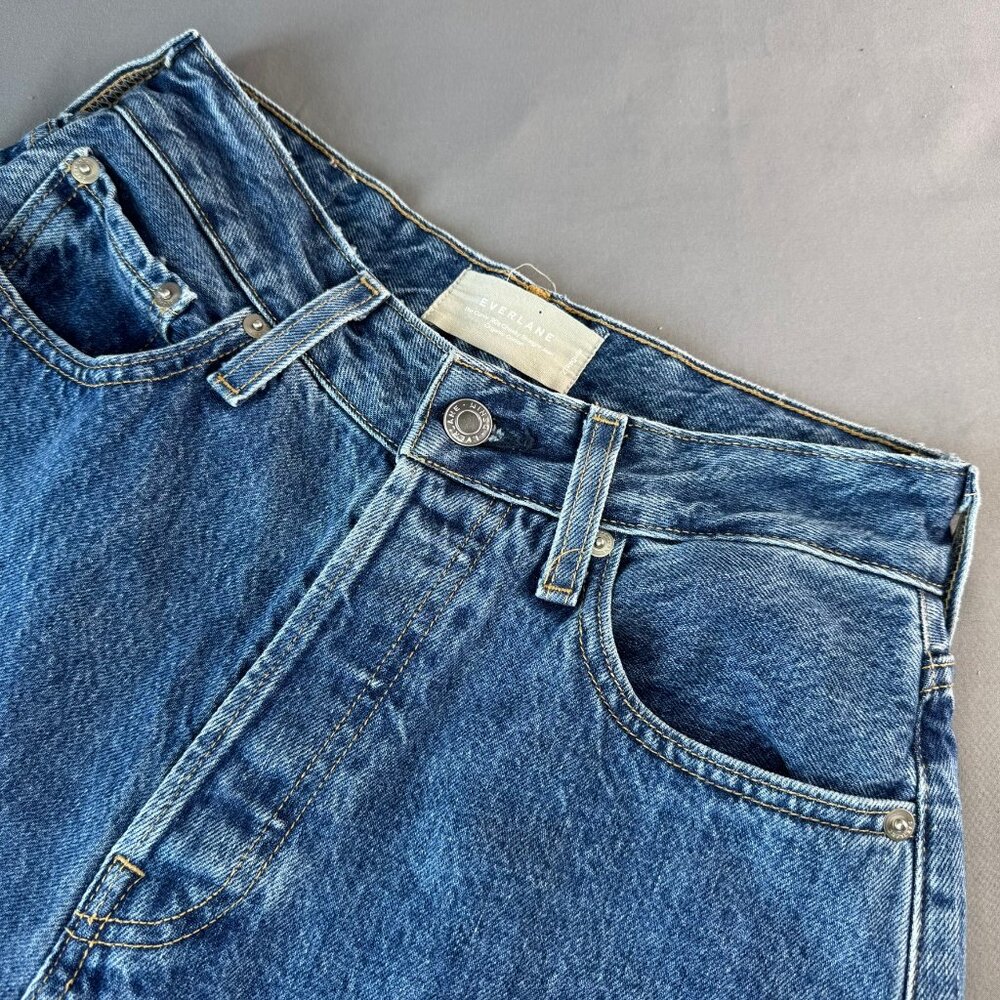 Everlane The Curvy 90's Cheeky Straight Jean Ankle Button Fly High Logo 27 Reg
